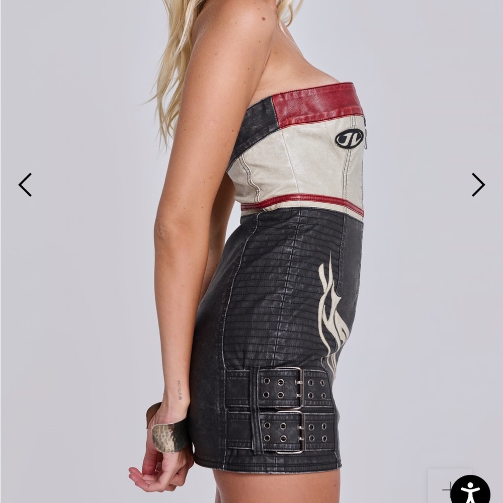Jaded London Xiva Motocross Distressed Moto Dress with Tribal & Badge Artworks. - Picture 5 of 13